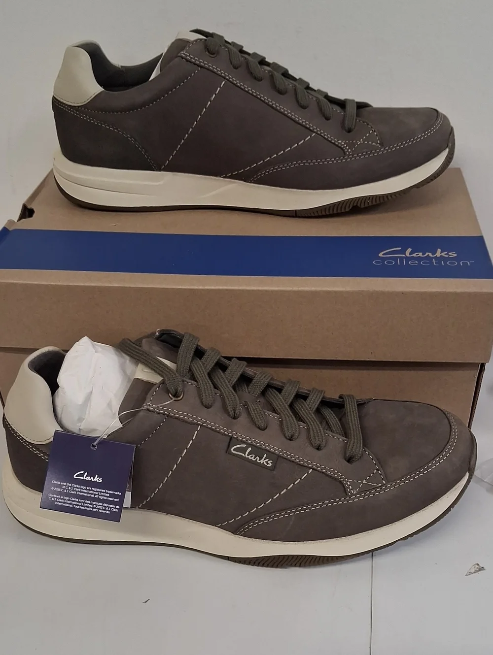 NWT Mens Clark's Townview Lace Grey Nubuck Shoes